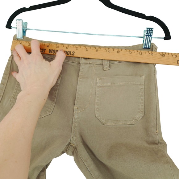 Pilcro Bootcut Jeans 25 Women Green Khaki High Rise Skinny Patch Pocket Flare - Picture 5 of 12